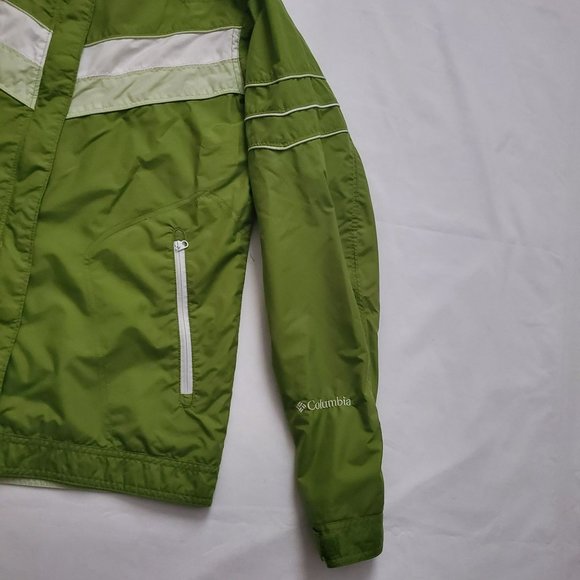 Columbia Girls Youth Full Zip Windbreaker Raincoat Jacket Green/White Size 18/20 - Picture 7 of 16